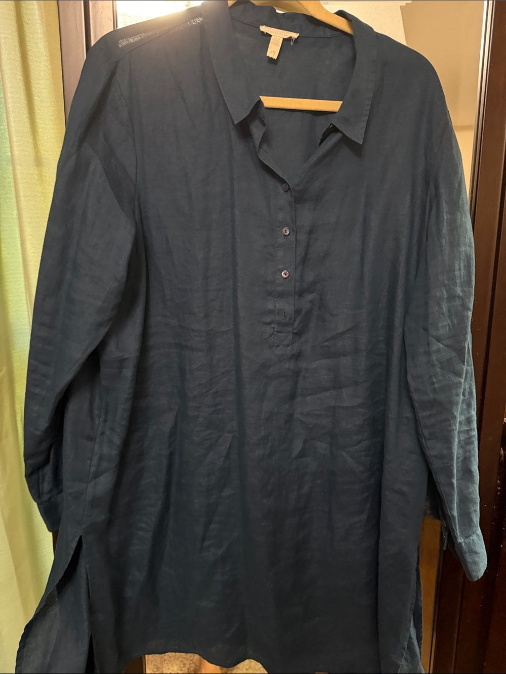 Eileen Fisher Dark blue Buttoned Long-Sleeve Tunic